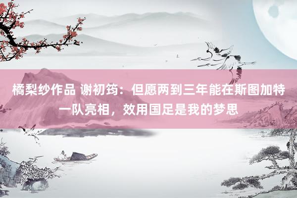 橘梨纱作品 谢初筠：但愿两到三年能在斯图加特一队亮相，效用国足是我的梦思