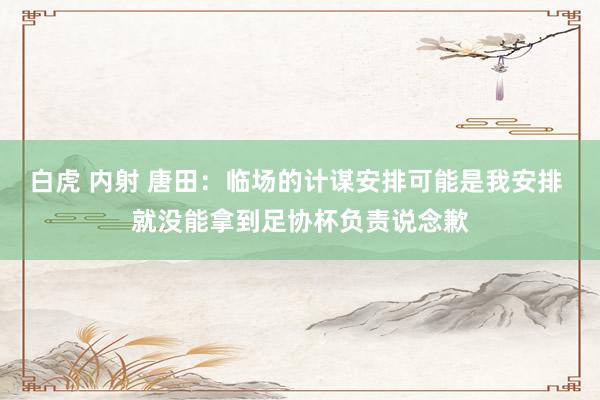 白虎 内射 唐田：临场的计谋安排可能是我安排 就没能拿到足协杯负责说念歉
