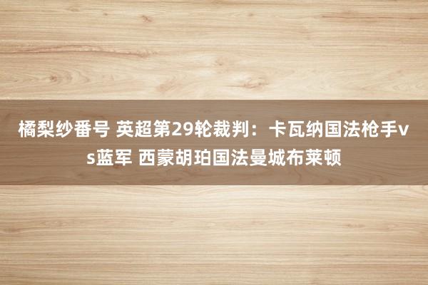 橘梨纱番号 英超第29轮裁判：卡瓦纳国法枪手vs蓝军 西蒙胡珀国法曼城布莱顿